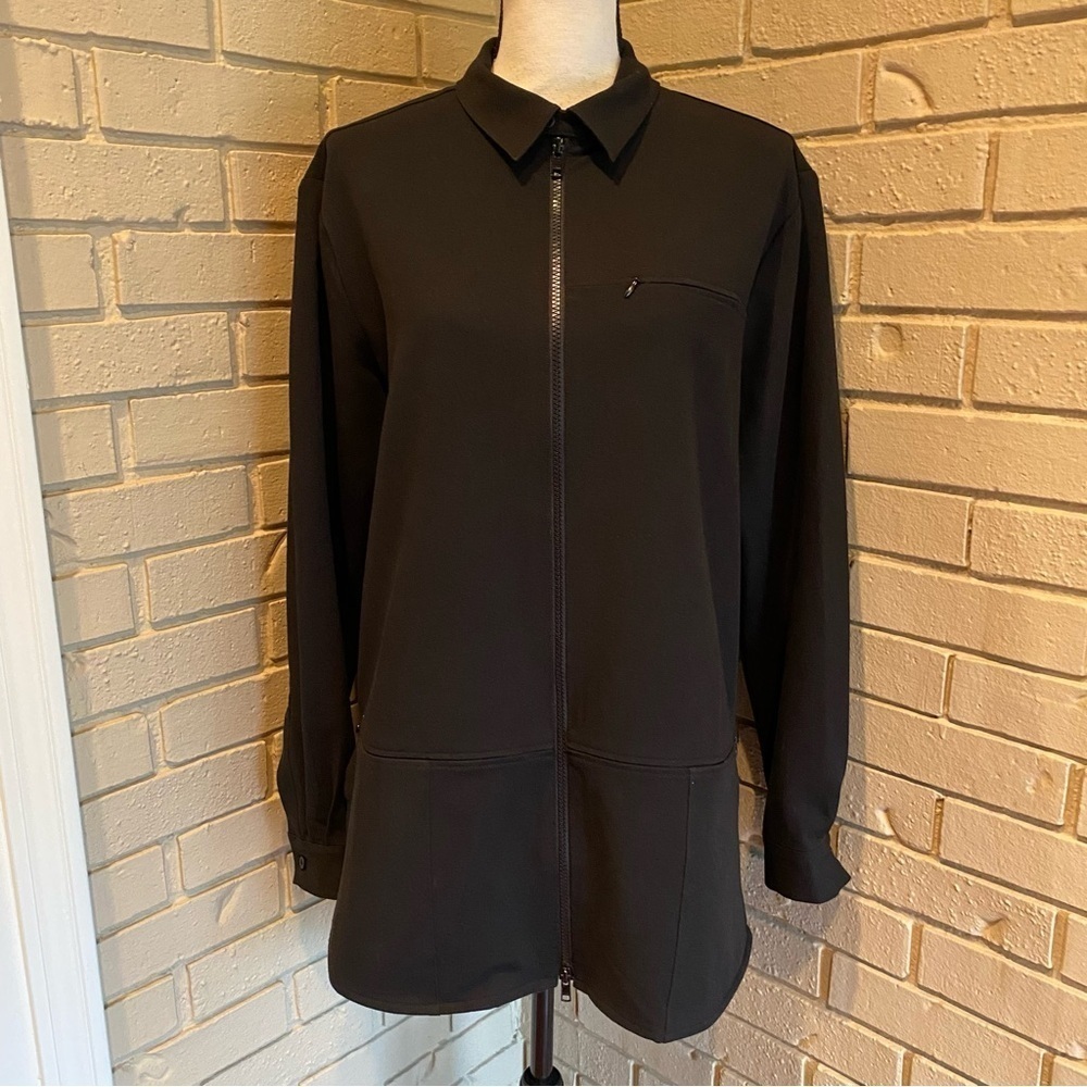 GOSN NYC Designer Black Zip Front Jacket Japanese Fabric, Mens Sz Medium M $550